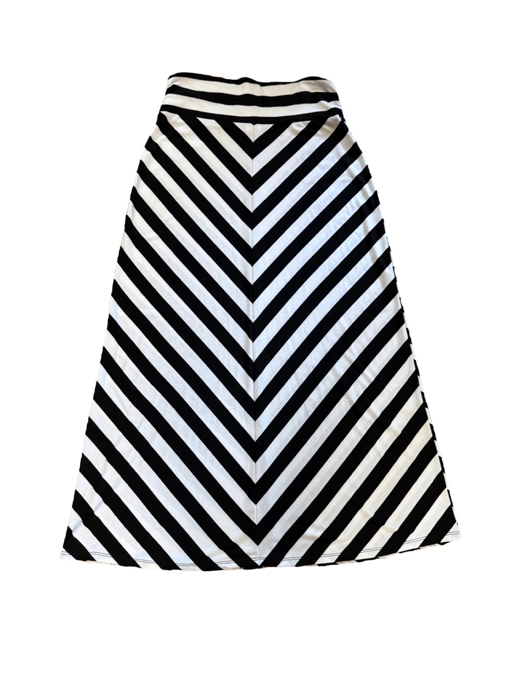 Faded Glory Black and White Chevron A-Line Maxi Skirt Womens Small